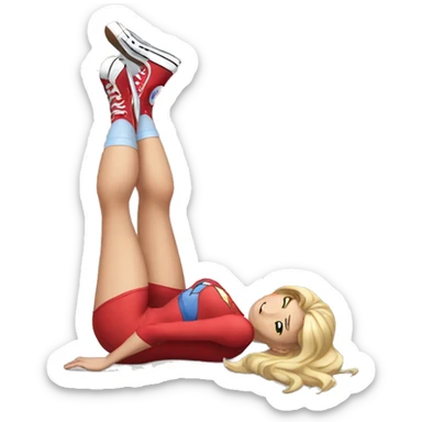 supergirl wearing red converse shoes laying down sticker