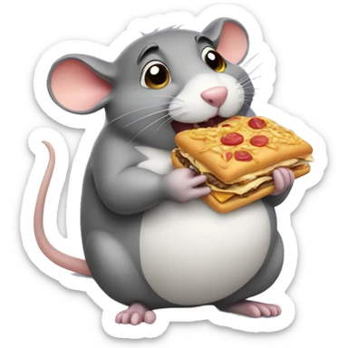Fat rat eating junk food sticker