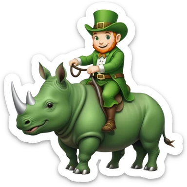 leprechaun riding a rhino  sticker