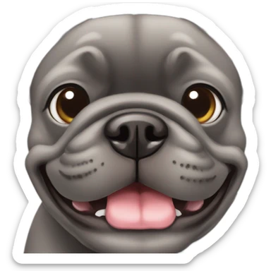 smiling dark grey french bulldog sticker