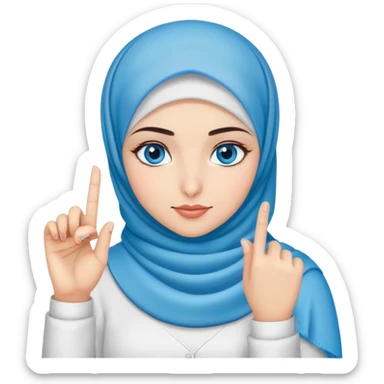 Turkish beautiful finish Konya girl blue eyes with hijab and says no with her finger  sticker