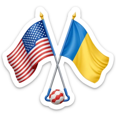 usa and ukraine flags together, sport equipment under sticker