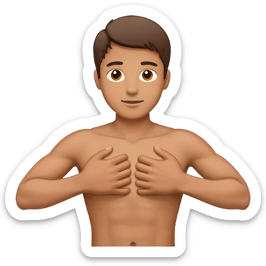 man holding arms out in front of his chest sticker