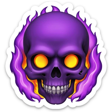 black skull in purple fire sticker