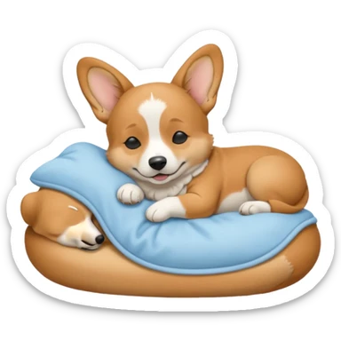 perrita caricatura gorgi gales durmiendo con ropa celeste sticker