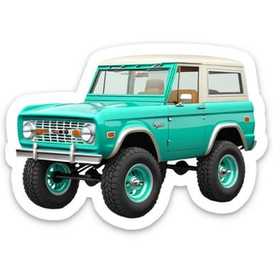 turquoise green classic ford bronco with ansen slot alminum wheels sticker