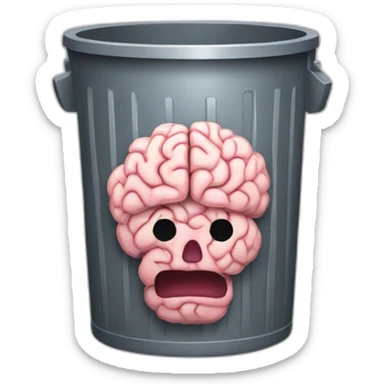 a trash can with brain instead of the lit sticker