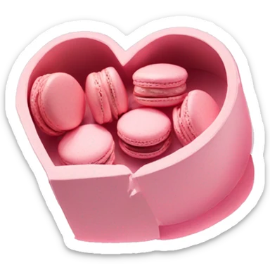 Pink aesthetic macarons in a heartbox sticker