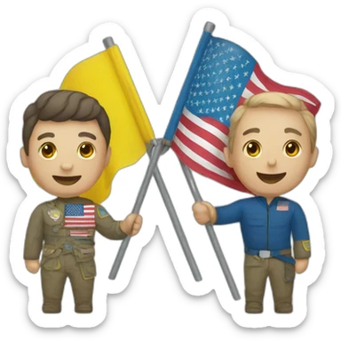 Ukrainian and USA flags sticker