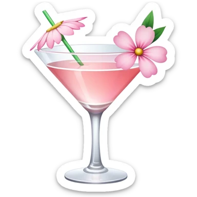 Cocktail with light pink flowers sticker