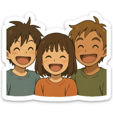 Anime-style emoji blending Hiro, Miamur, and Kanata Asai in a Ghibli-inspired art style sticker