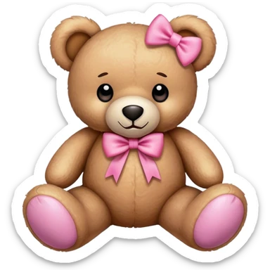 teddy bear with pink bow sticker