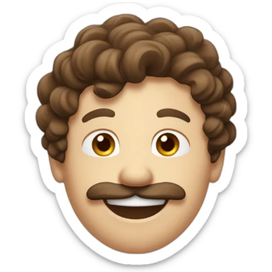 man with brown hair, a moustache whos is laughing sticker