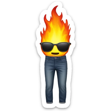sunglasses wearing pants that is on fire sticker