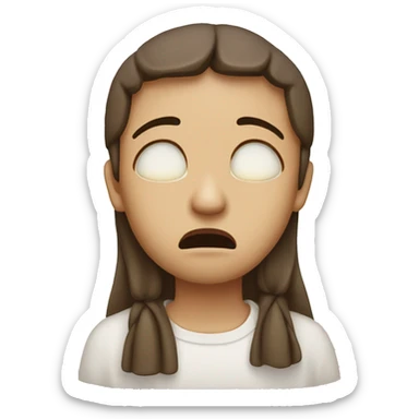 Face with opened white eyes, tears flowing down, mouth is not smiling, eyebrows are frowning with hands in prayer position sticker