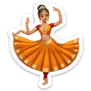 cinematic-realistic-bharatanatyam-dance-emoji,-depicted-as-an-elegant-classical-indian-dance-performance-with-graceful-poses,-intricate-costumes,-and-expressive-hand-gestures,-rendered-with-rich-textures-and-warm-dramatic-lighting, single dancer full body  sticker