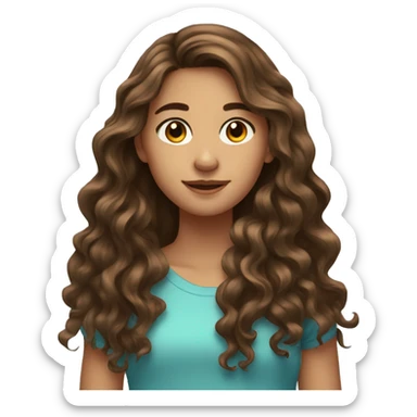 Pretty teen girl with long brown wavy hair sticker