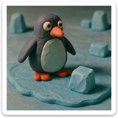 ice, claymation style sticker