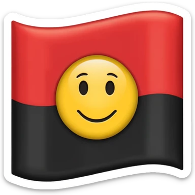 A wawy black and red rectangle with medium sized yellow circle in the middle flag sticker