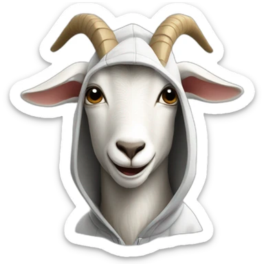 Goat wearing a hoodie sticker