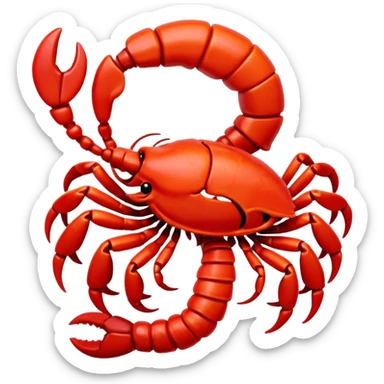 A 3D cartoon Scorpio zodiac sign in red, glossy texture, simple background, Memoji-style rendering. sticker
