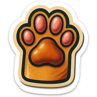 cat paw, bold outlines, vintage feel sticker
