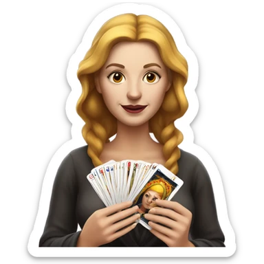 fortune teller white woman with cards sticker