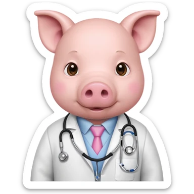 Pig in white coat holding stethoscope.













 sticker