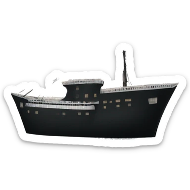 black building looking like a ship stern  sticker
