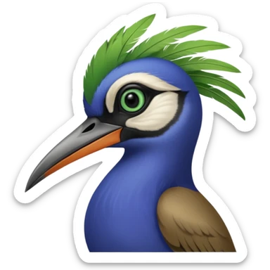 Blue Sicklebill headshot sticker