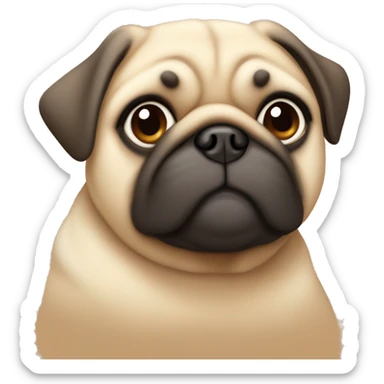 chubby pug dog in light caramel color - in sitting position sticker