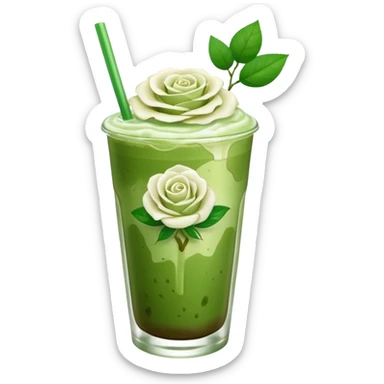 iced matcha latte white rose  sticker