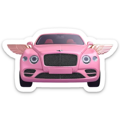 3D logo of a Bentley, pink color, realistic, metallic finish, luxury car brand emblem, no text sticker