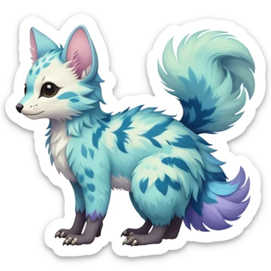 Feral Rare Fantasy pastel tropical Vernid-Trico-species by LiLaiRa, random markings, tufted tail, tufted ears, full body sticker