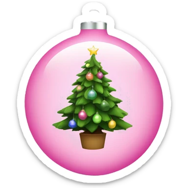Christmas tree with pink bulb bulb  sticker