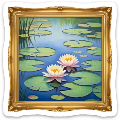 Monet painting in a gold frame sticker