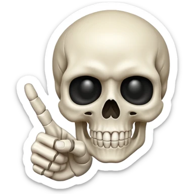 Skull emoji pointing with hand to the right sticker