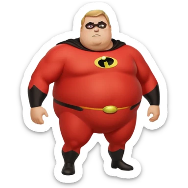  fat mr incredible  with green instead of red farting with giant green fart cloud sticker