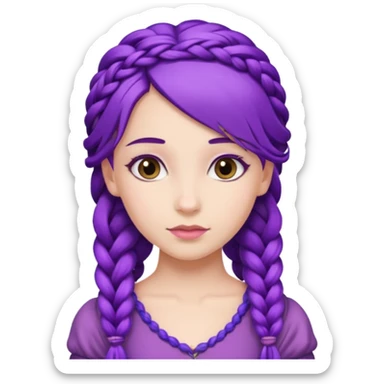 Princesses with Purple Hair with Long Purple Braid sticker