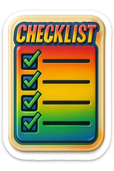A checklist in retro stickers style, with a vintage design and bright colors sticker