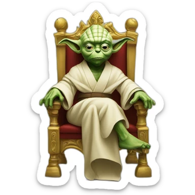 King Yoda sit on emoji chair sticker