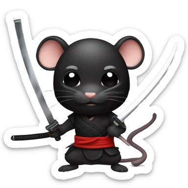 ninja black skin rat with katana sticker