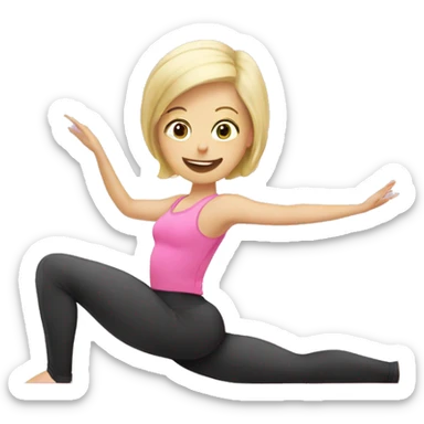 Blonde girl in pink doing Pilates  sticker