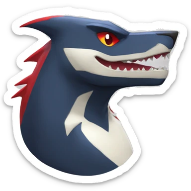 Black Cool Edgy Anthro Sharpedo-Sergal-Garchomp-Fakémon  with White and Red Edgy markings sticker