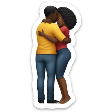 black couple hugging. The black woman with a big bum sticker