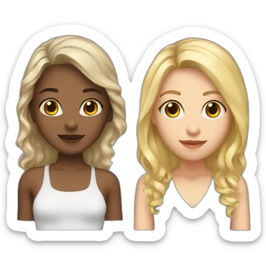 two girl friends one with blond hair another with dark wavy hair sticker