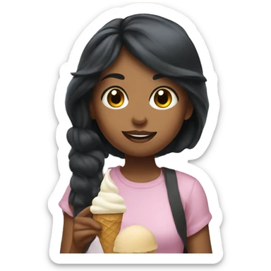girl with black hair in an ice cream truck sticker