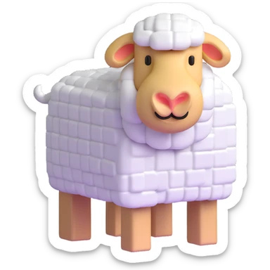 square blocky Minecraft style sheep sticker