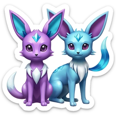 Shiny colorful Glaceon Espeon Pokémon sticker