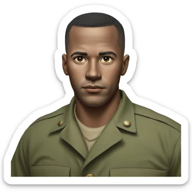 photorealistic serious us soldier 1960s sticker